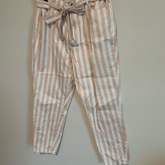 Forever 21 Light Pink & White Vertical Stripe Jeans - Size 14 - Picture 2 of 6